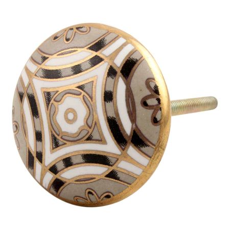 Golden Ceramic Floral Cabinet Knob Online